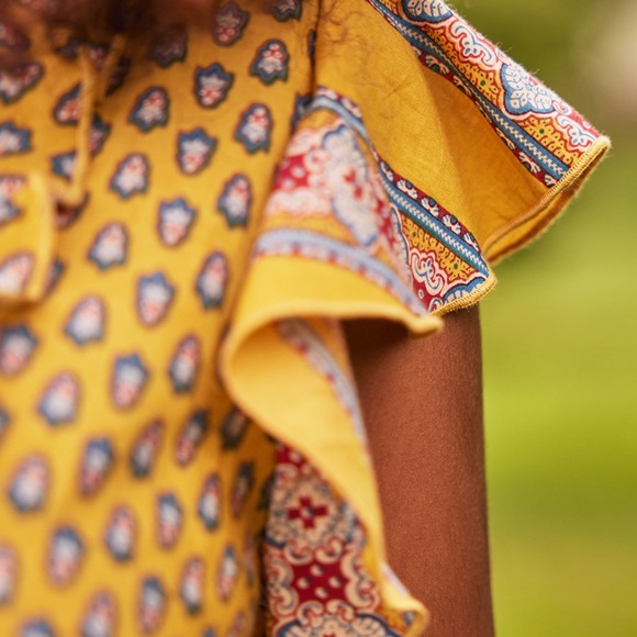 EUC April Cornell Alouette Hostess Dress Yellow Size Medium - Picture 3 of 11